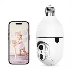 بررسی | خرید | قیمت دوربین لامپی دو لنز Smart Bulb مخفی با اپلیکیشن گوشی + مکالمه ۲ طرفه