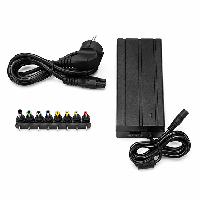 شارژر همه‌کاره لپ‌تاپ EZ Power Charger 90 همراه کابل برق و ۸ سری تبدیل
