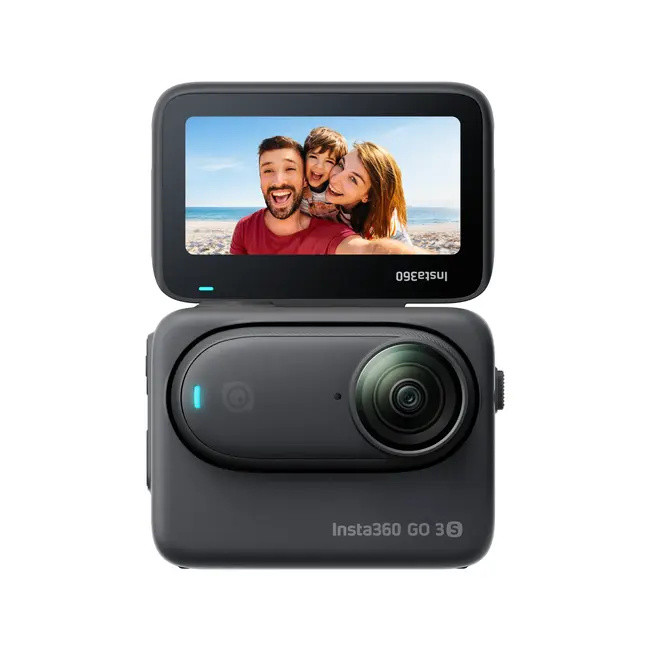 نمای جلوی Insta360 GO 3S با نمایشگر تاشو