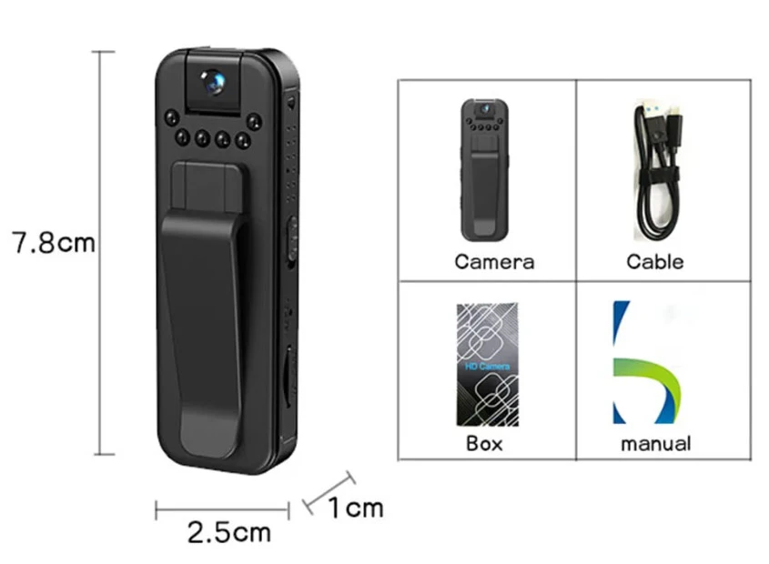 محتویات داخل بسته دوربین کوچک l7 recorder WIFI