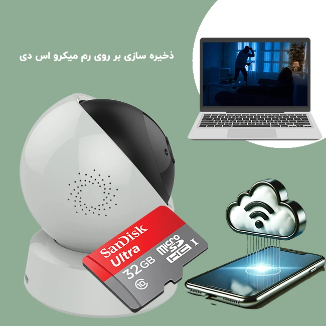 رم میکرو اس دی دوربین 360 درجه برایتون مدل briton 2112P8 WIFI بیسیم