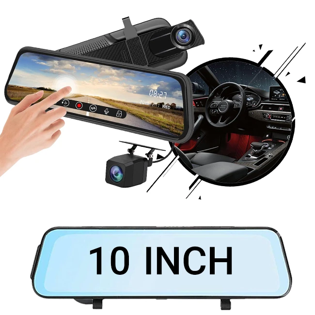 مانیتور 10 اینچی آینه مانیتور دار دو دوربین لمسی مدل CH6000