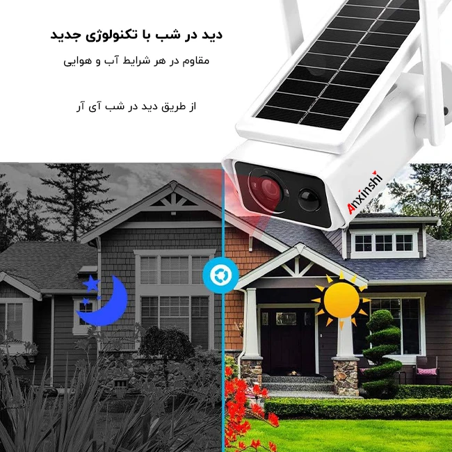 دید در شب و ضد آب بودن دوربین سولار مدار بسته
