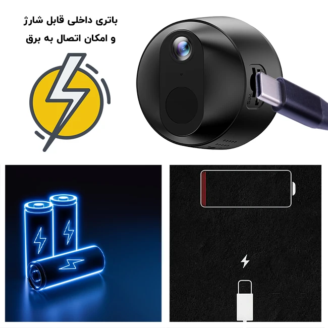 باتری داخلی و برق دوربین مینی سیمکارتی مدل QC01
