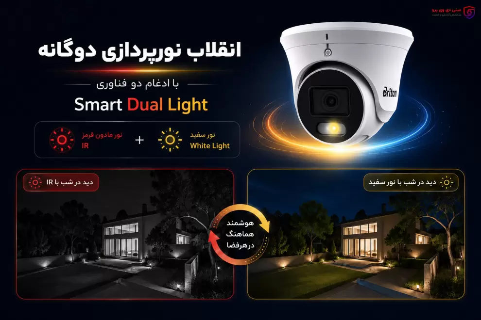 دوربین برایتون IPC-52T9AR-FMU مجهز به Smart Dual Light با دید در شب مادون قرمز و نور سفید هوشمند