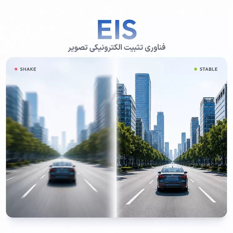 اینفوگرافیک عملکرد لرزش گیر دیجیتال هوشمند (EIS) و مقایسه تصویر لرزان با تصویر پایدار