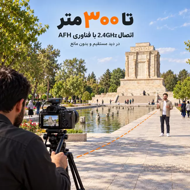  نمایش برد تا ۳۰۰ متر میکروفون Hollyland LARK M2S
