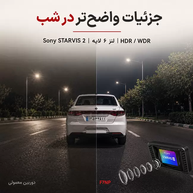 دید در شب دوربین خودرو REDTIGER F7NP با سنسور STARVIS 2