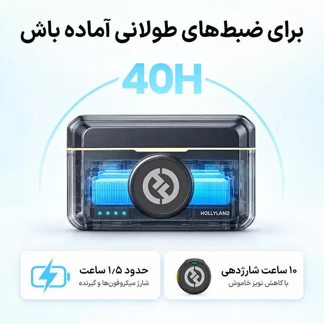 شارژدهی میکروفون هالی لند LARK M2 با کیس شارژ