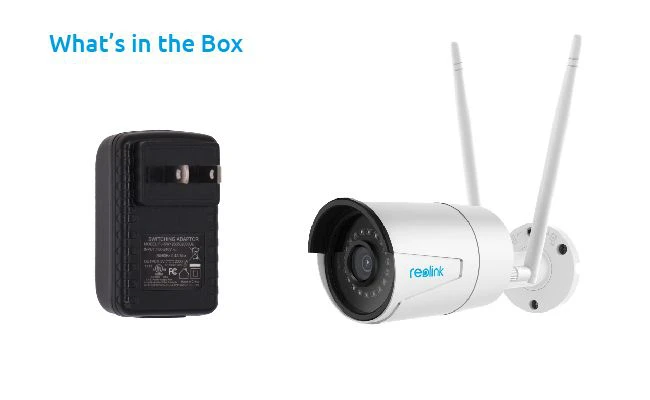 جعبه با دوربین امنیتی و آداپتور برق